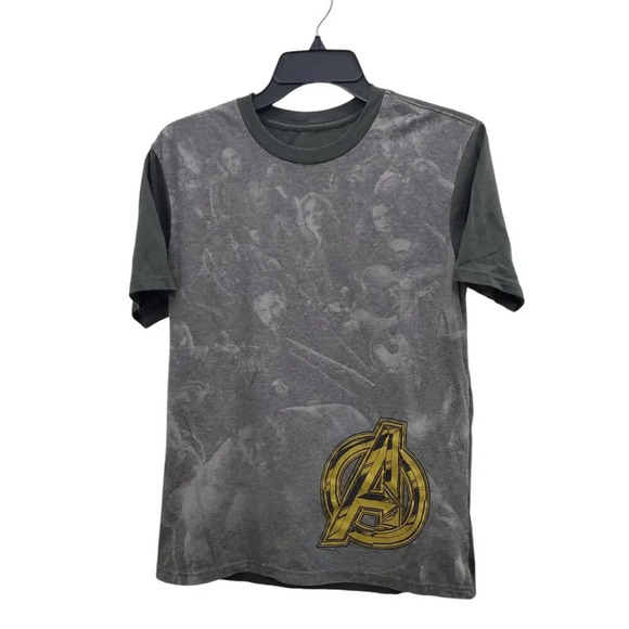 Disney Marvel Avengers Olive Green Character Photo Logo Full Graphic Tee Adult S - Picture 1 of 6